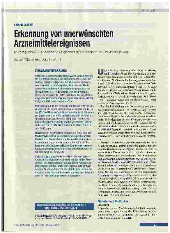 Vorschauseite 1: Erkennung von unerwünschten Arzneimittelereignissen