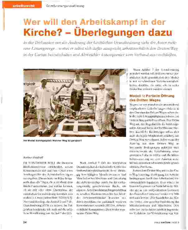 Vorschauseite 1: Wer will den Arbeitskampf in der Kirche? - Überlegungen dazu