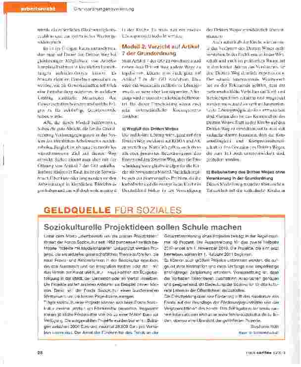 Vorschauseite 3: Wer will den Arbeitskampf in der Kirche? - Überlegungen dazu