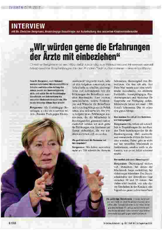 Vorschauseite 1: Wir würden gerne die Erfahrungen der Ärzte mit einbeziehen