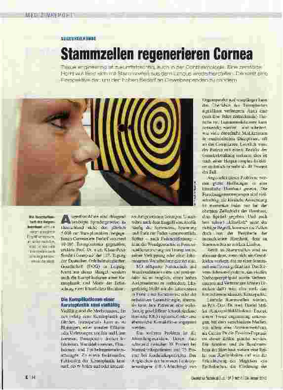 Vorschauseite 1: Stammzellen regenerieren Cornea