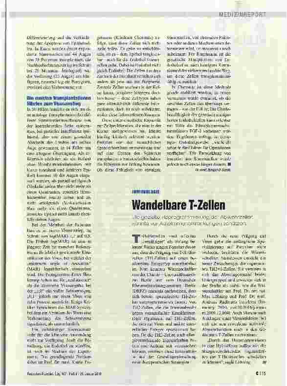 Vorschauseite 2: Stammzellen regenerieren Cornea