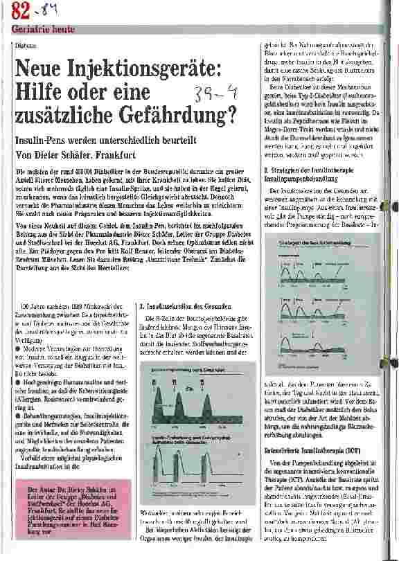 Vorschauseite 1: Neue Injektionsgeräte: Hilfe oder eine zusätzliche Gefährdung? Insulin-Pens werden unterschiedlich beurteilt