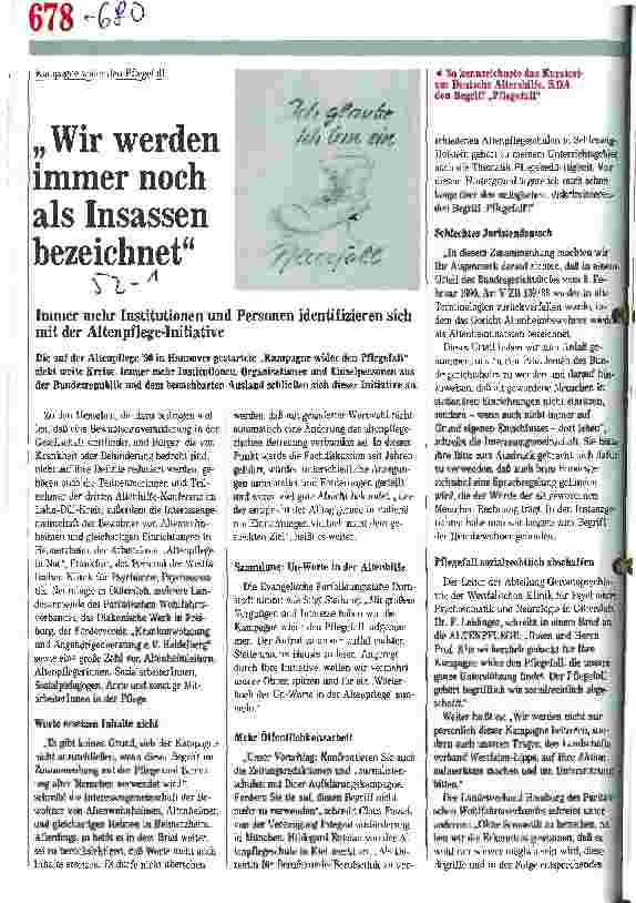 Vorschauseite 1: Wir werden immer noch als Insassen bezeichnet - Immer mehr Institutionen und Personen identifizieren sich mit der Altenpflege-Initiative