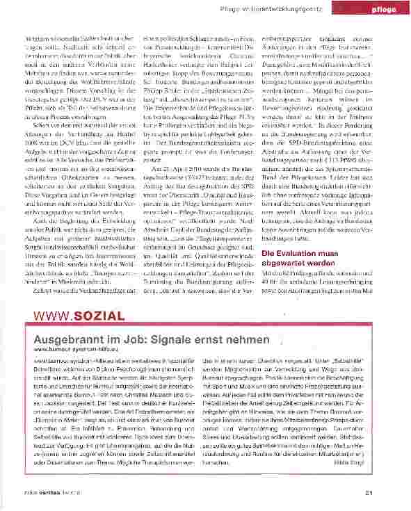 Vorschauseite 3: Transparenzprüfung für Pflege eher ein Feldversuch?