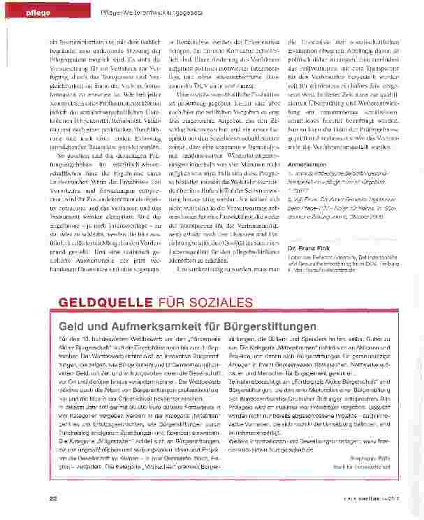Vorschauseite 4: Transparenzprüfung für Pflege eher ein Feldversuch?