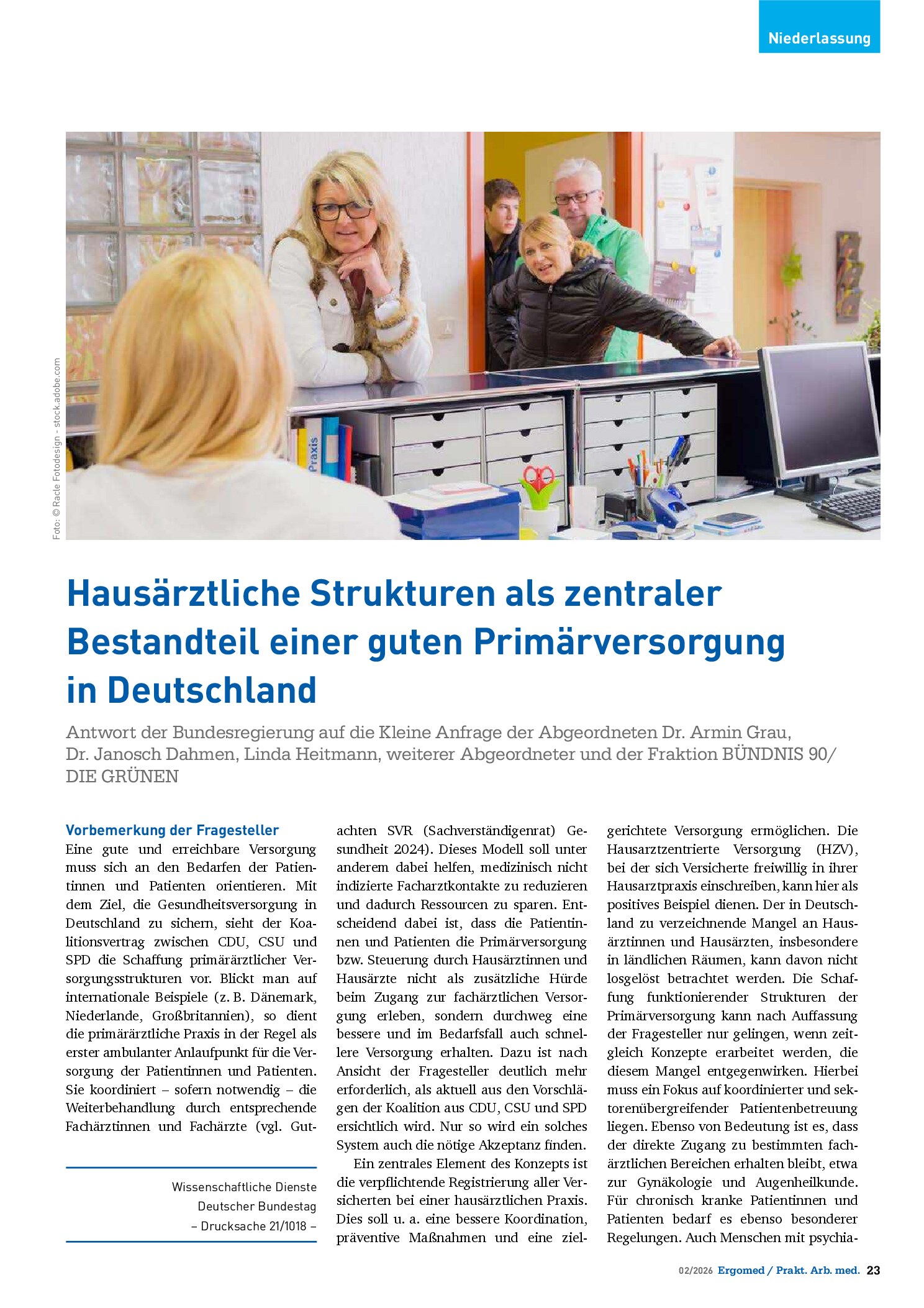 Vorschauseite 1: Hausärztliche Strukturen als zentraler Bestandteil einer guten Primärversorgung in Deutschland