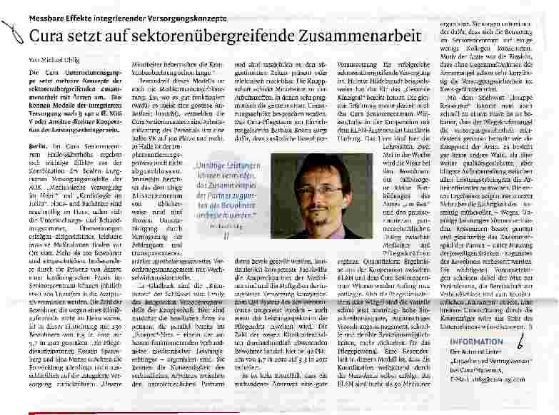Vorschauseite 1: Cura setzt auf sektorenübergreifende Zusammenarbeit