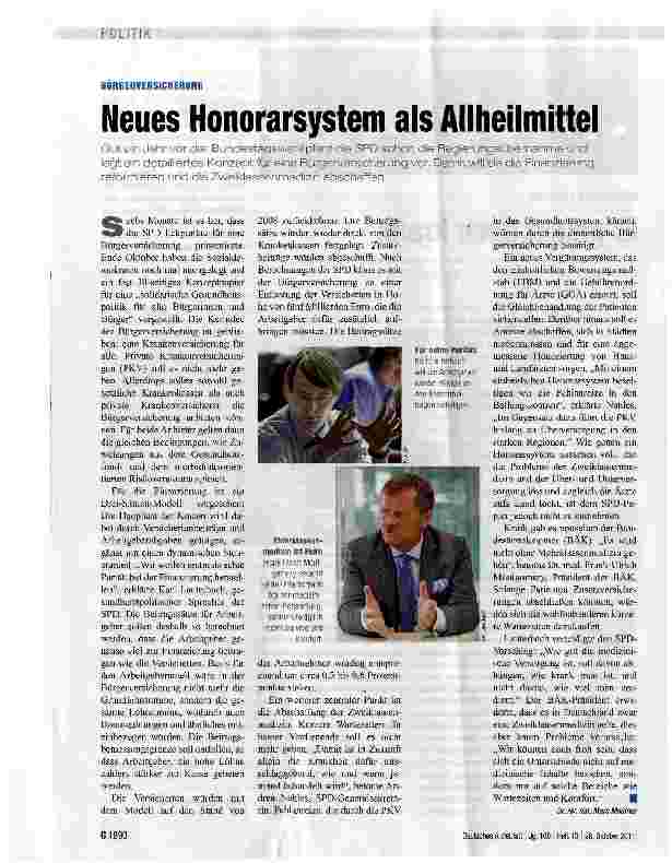 Vorschauseite 1: Neues Honorarsystem als Allheilmittel