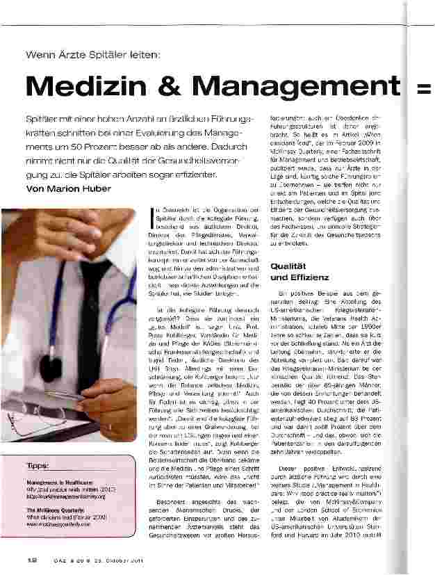 Vorschauseite 1: Medizin & Management = Erfolg