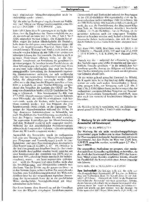 Vorschauseite 1: Werbung für ein nicht verschreibungspflichtiges Arzneimittel mit GewinnspielUWG § 4 Nr. 11; HWG §711
