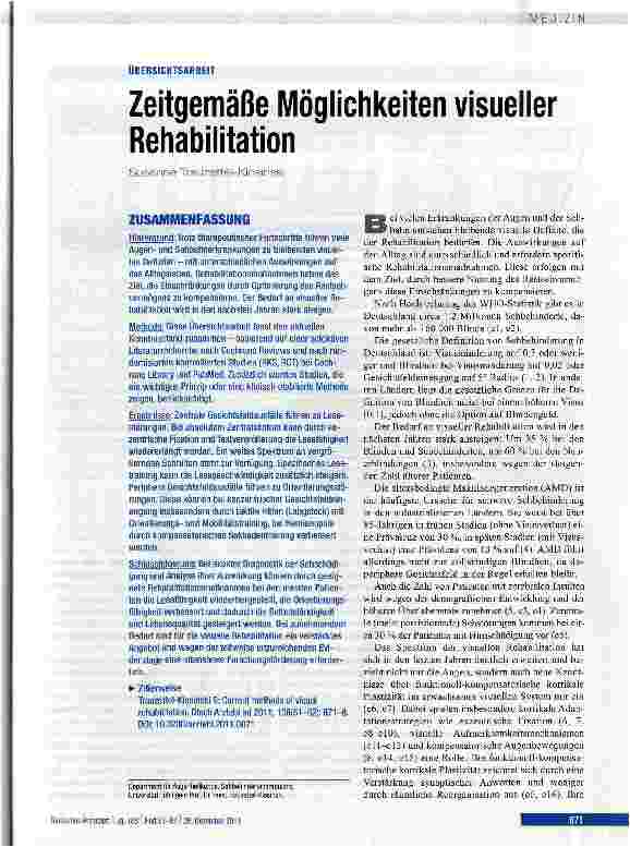 Vorschauseite 1: Zeitgemäße Möglichkeiten visueller Rehabilitation