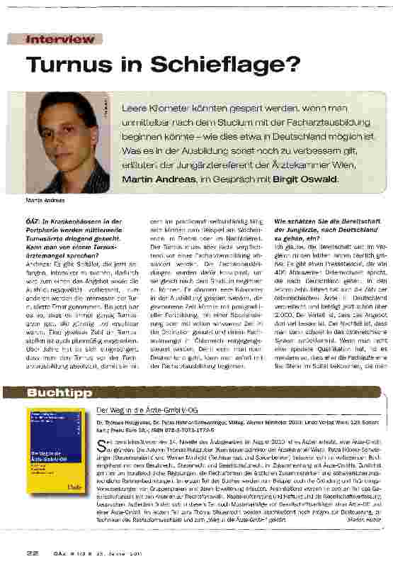 Vorschauseite 1: Turnus in Schieflage?