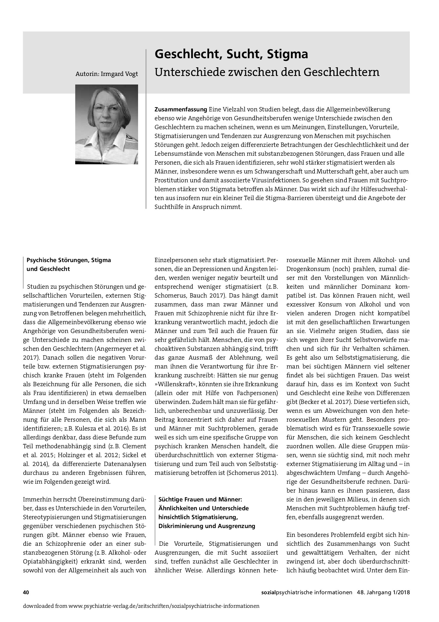 Vorschauseite 1: Geschlecht, Sucht, Stigma. Unterschiede zwischen den Geschlechtern