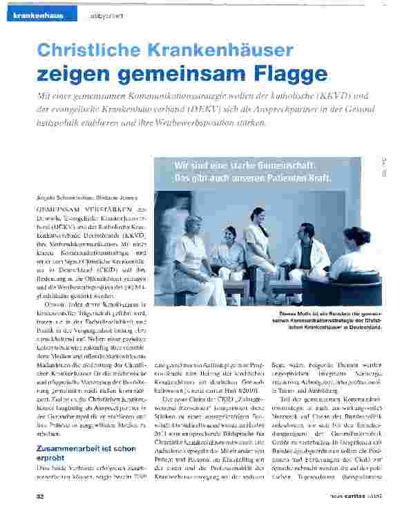 Vorschauseite 1: Christliche Krankenhäuser zeigen gemeinsam Flagge