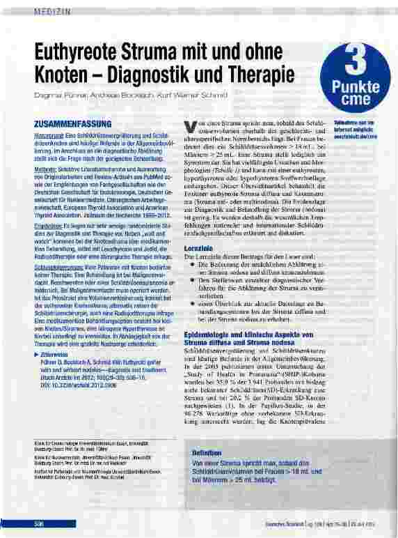 Vorschauseite 1: Euthyreote Struma mit und ohne Knoten - Diagnostik und Therapie