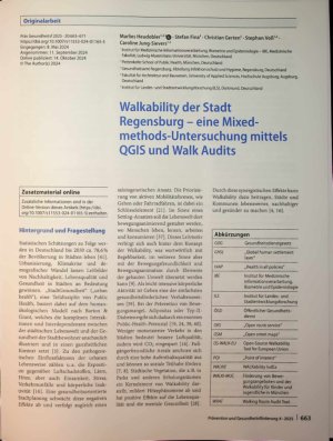 Vorschauseite 1: Walkability der Stadt Regensburg - eine Mixedmethods-Untersuchung mittels QGIS und Walk Audits