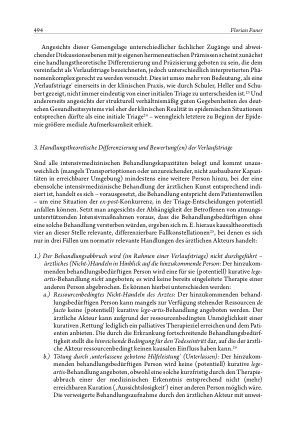 Vorschauseite 6: Beendigung medizinischer Behandlung bei akuter Ressourcenknappheit (sog. Triage-Situationen): Handlungstheoretische Analyse und ethische Problematisierung