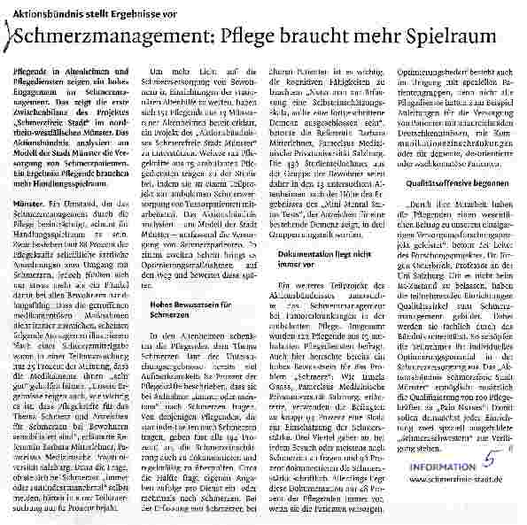 Vorschauseite 1: Ichmerzmanagement: Pflege braucht mehr Spielraum