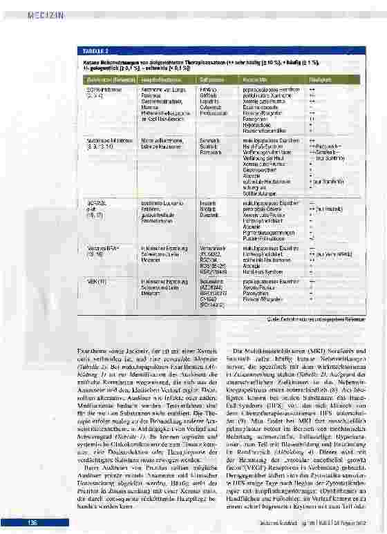 Vorschauseite 4: Kutane Nebenwirkungen von neuen medikamentösen Tumortherapien