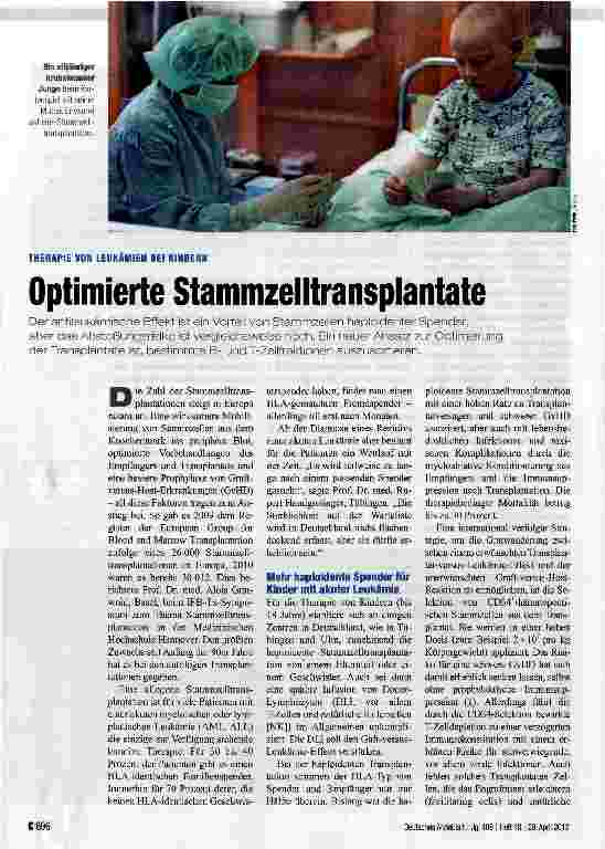 Vorschauseite 1: Optimierte Stammzelltransplantate