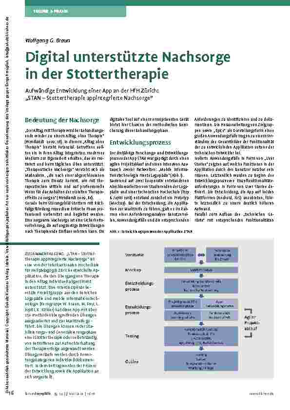 Vorschauseite 1: Digital unterstützte Nachsorge in der Stottertherapie