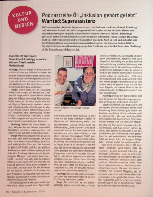 Vorschauseite 1: Podcastreihe Ö1 „Inklusion gehört gelebt“ Wanted: Superassistenz