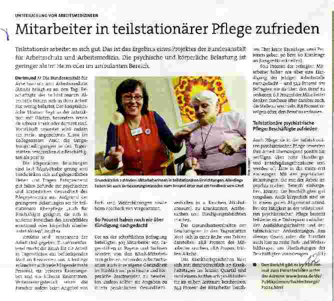 Vorschauseite 1: Mitarbeiter in teilstationärer Pflege zufrieden