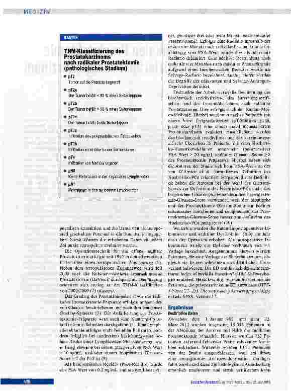 Vorschauseite 2: Ergebnisse der radikalen Prostatektomie beim neu diagnostizierten Prostatakarzinom