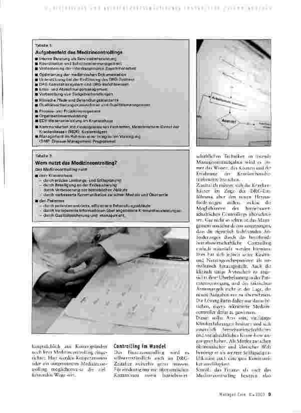 Vorschauseite 3: Seite an Seite: Finanzund Medizincontrolling auf dem Weg zur erfolgreichen Zusammenarbeit