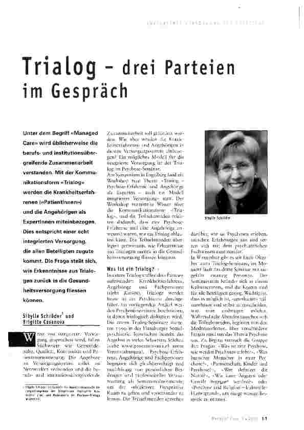 Vorschauseite 1: Tlialog - drei Parteien im Gespräch