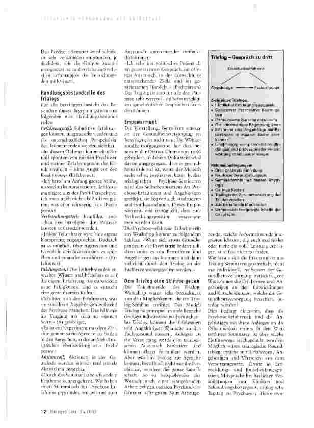 Vorschauseite 2: Tlialog - drei Parteien im Gespräch