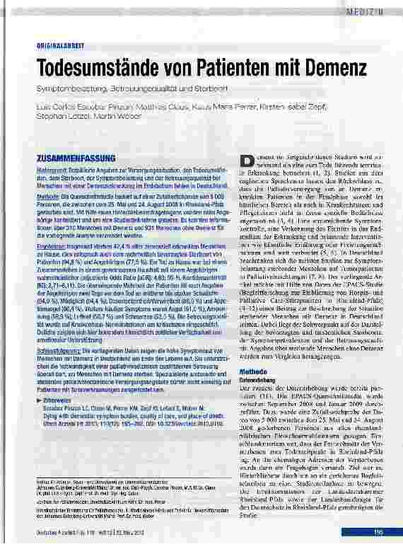 Vorschauseite 1: Todesumstände von Patienten mit Demenz