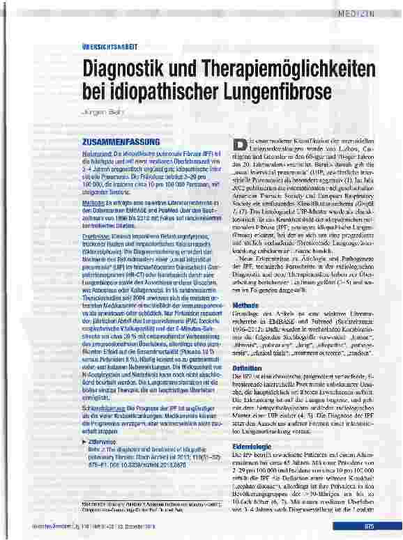 Vorschauseite 1: Diagnostik und Therapiemöglichkeiten bei idiopathischer Lungenfibrose
