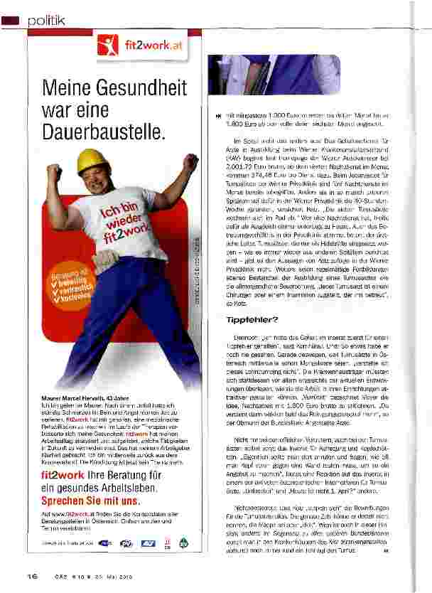 Vorschauseite 2: Dumping-Löhne für Turnusärzte?