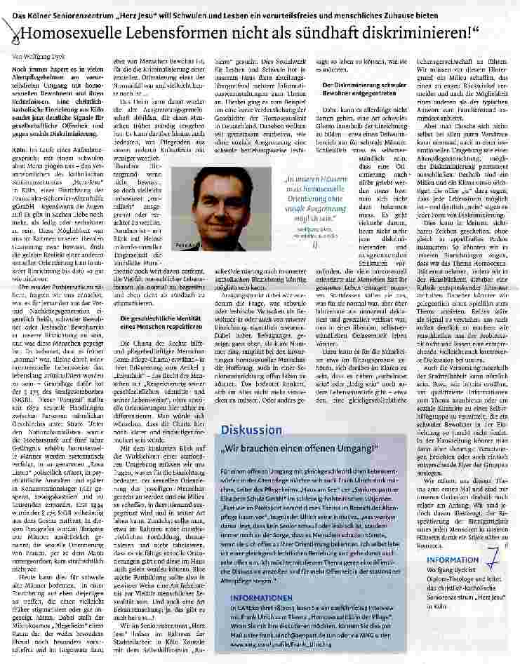 Vorschauseite 1: Homosexuelle Lebensformen nicht als sündhaft diskriminieren!