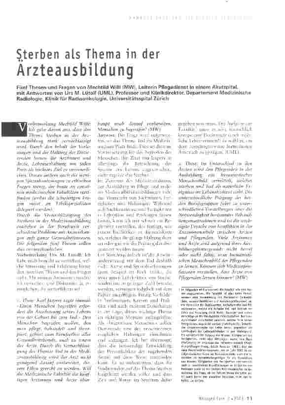 Vorschauseite 1: Sterben als Thema in der Ärzteausbildung