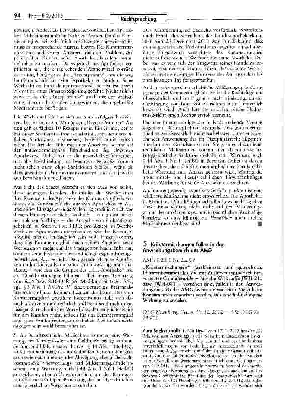 Vorschauseite 1: Kräutermischungen fallen in den Anwendungsbereich des AMGAMG 5 2 I 1 Nr. 2a, $ 5