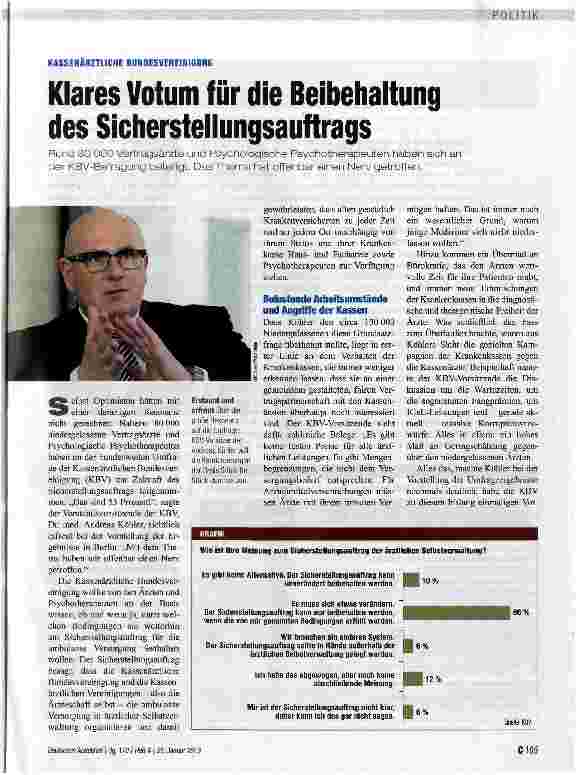 Vorschauseite 1: Klares Votum für die Beibehaltung des Sicherstellungsauftrags