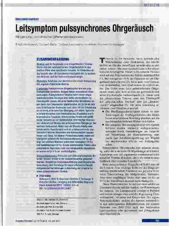 Vorschauseite 1: Leitsymptom pulssynchrones Ohrgeräusch