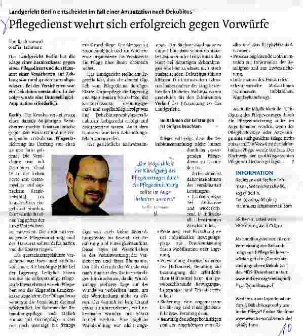 Vorschauseite 1: Pflegedienst wehrt sich erfolgreich gegen Vorwürfe