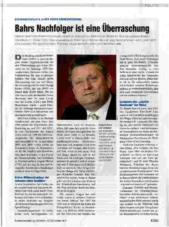 Vorschauseite 1: Bahre Nachfolger ist eine Überraschung