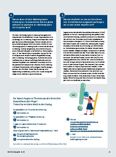 Vorschauseite 2: BMG im Dialog: 5 Fragen zum Thema Krebsfrüherkennung
