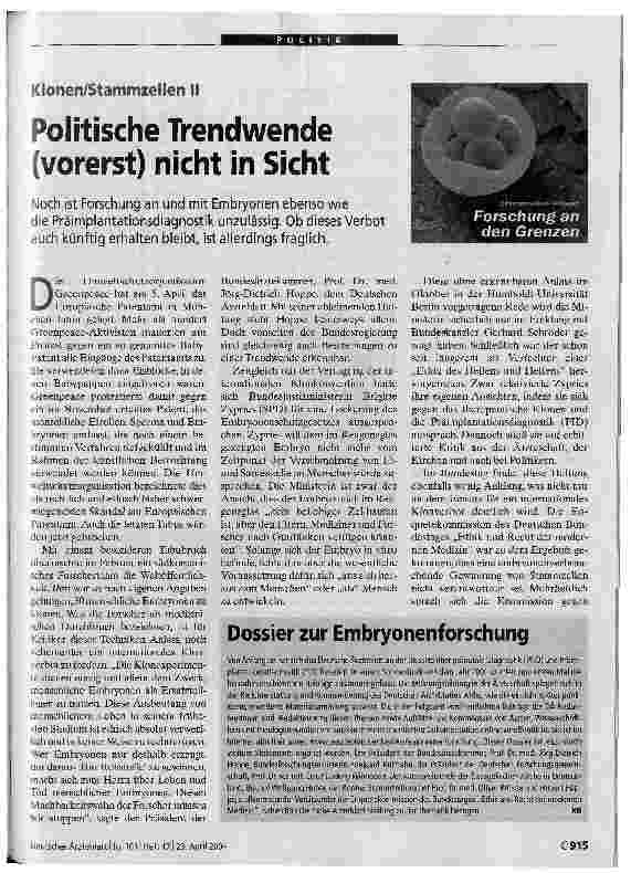 Vorschauseite 1: Politische Trendwende (vorerst) nicht in Sicht