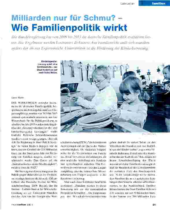 Vorschauseite 1: Milliarden nur für Schmu? -Wie Familienpolitik wirkt