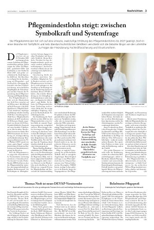 Vorschauseite 1: Pflegemindestlohn steigt: zwischen Symbolkraft und Systemfrage