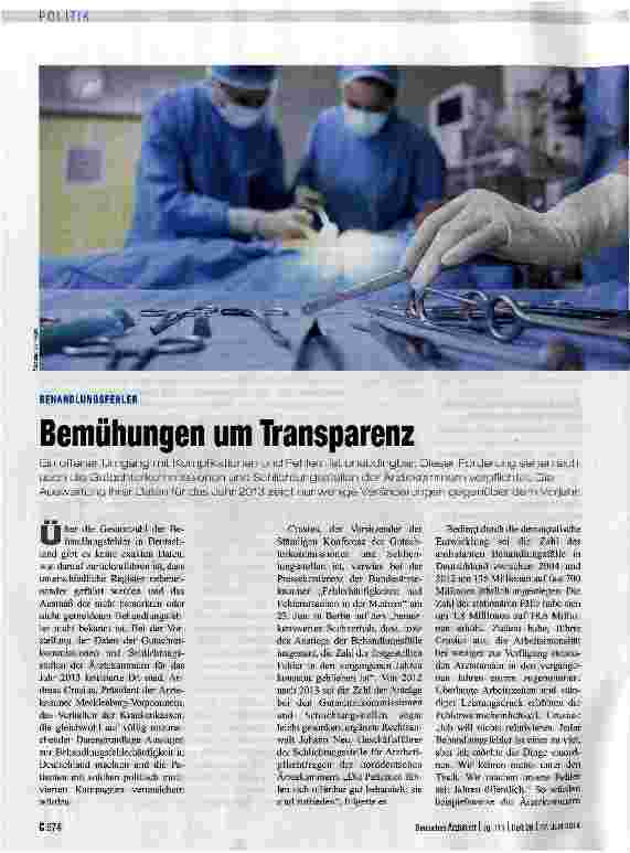 Vorschauseite 1: Bemühungen um Transparenz