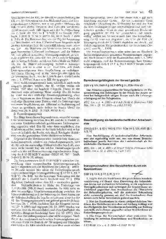 Vorschauseite 1: Inanspruchnahme des Versicherten durch ein Krankenhaus LSG RhPf., Urt. v. 6.2.2003