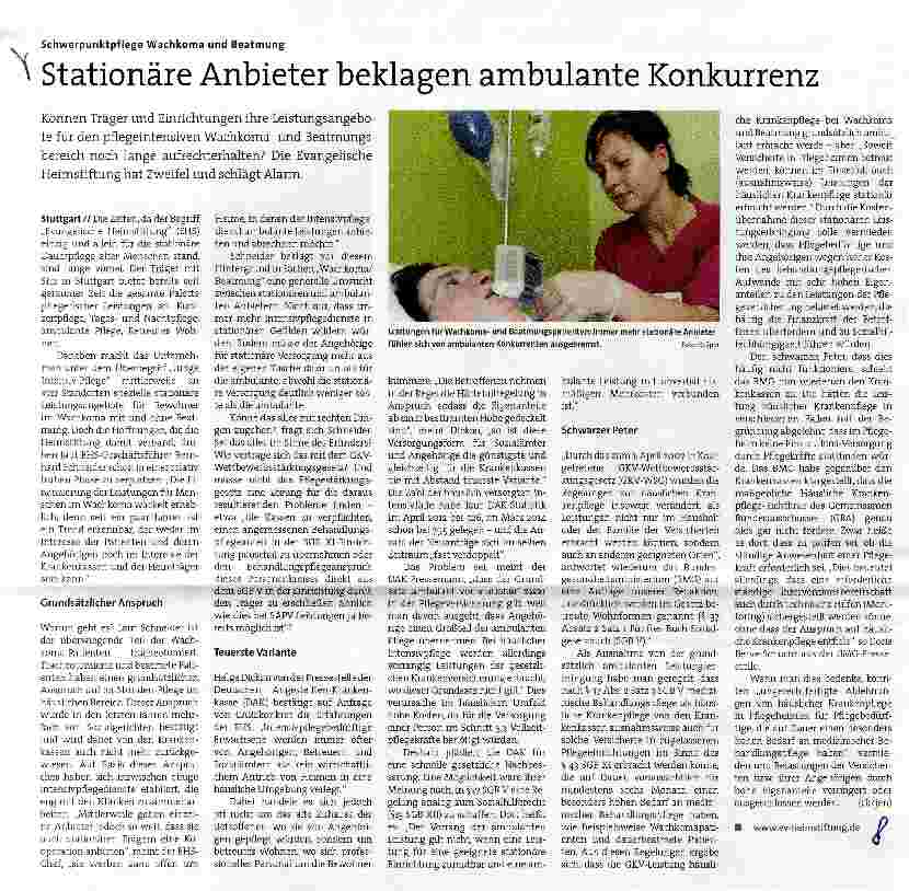 Vorschauseite 1: Stationäre Anbieter beklagen ambulante Konkurrenz