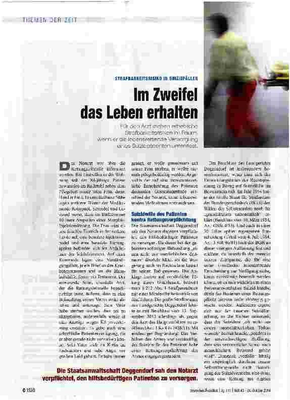 Vorschauseite 1: Im Zweifel das Leben erhalten